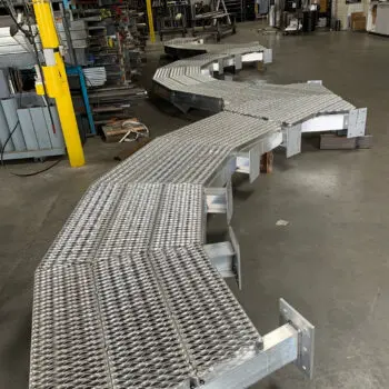 Metal walkway in fabrication shop