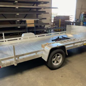 Aluminum trailer in fabrication shop