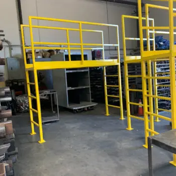 Yellow mezzanine platform metal fabrication