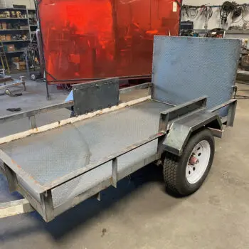 Metal trailer fabrication in workshop